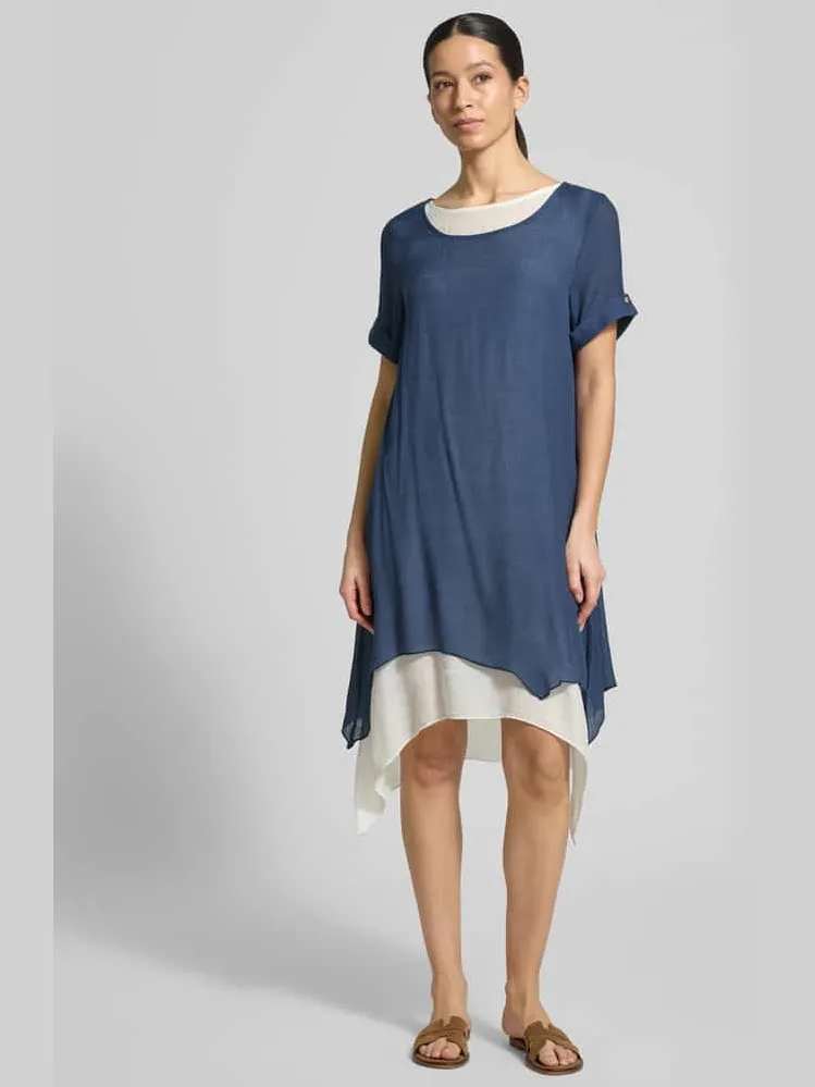 Apricot Knie-lange jurk van viscosemix Marineblauw