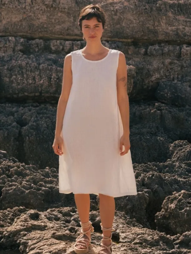 AmourLinen dames vegan Jurk Norah Wit
