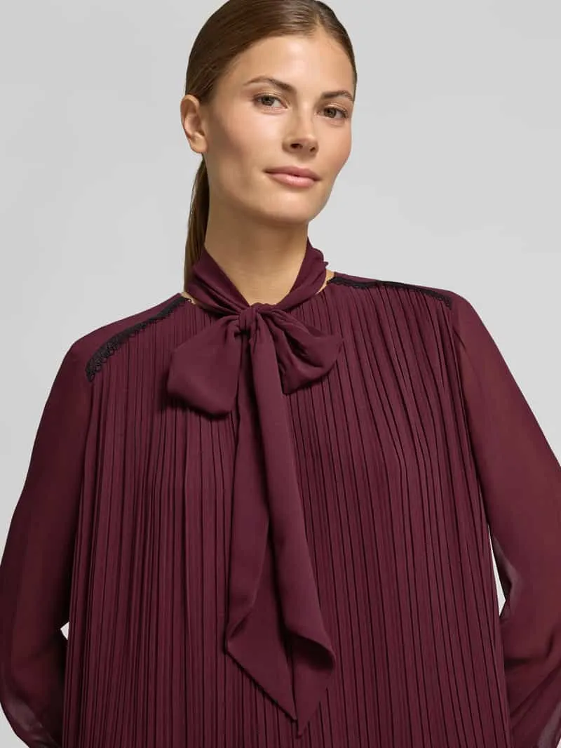 Marc Cain Knie-lange jurk met strikceintuur bordeaux, foto 5