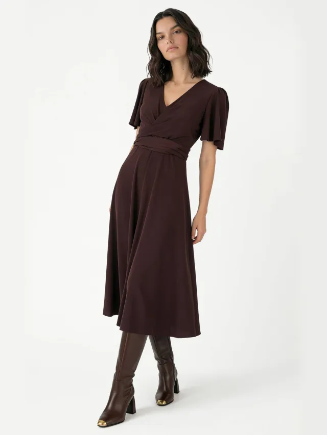 Rinascimento midi jurk - bruin