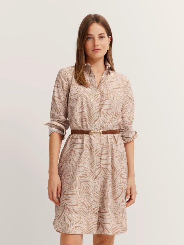 Bugatti Damen Overhemdjurk met grafische print Beige