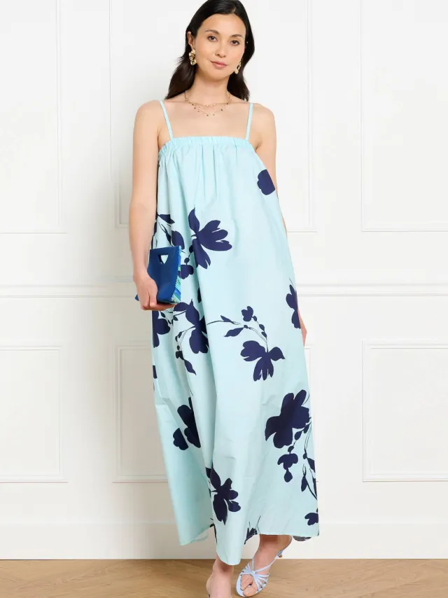 LOLALIZA gebloemde maxi jurk - lichtblauw Lichtblauw/donkerblauw