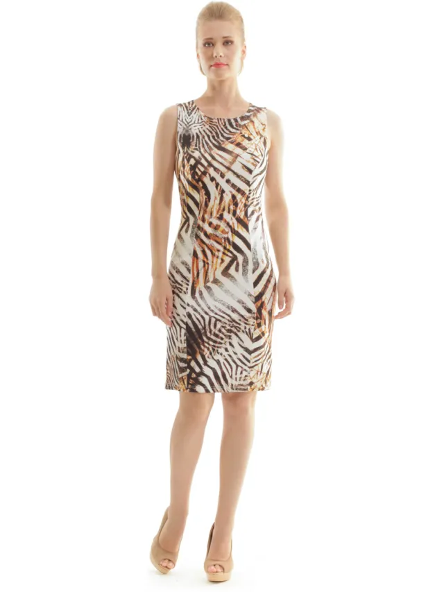 Conquista Mouwloze jurk met dierenprint van Conquista Fashion Veelkleurig