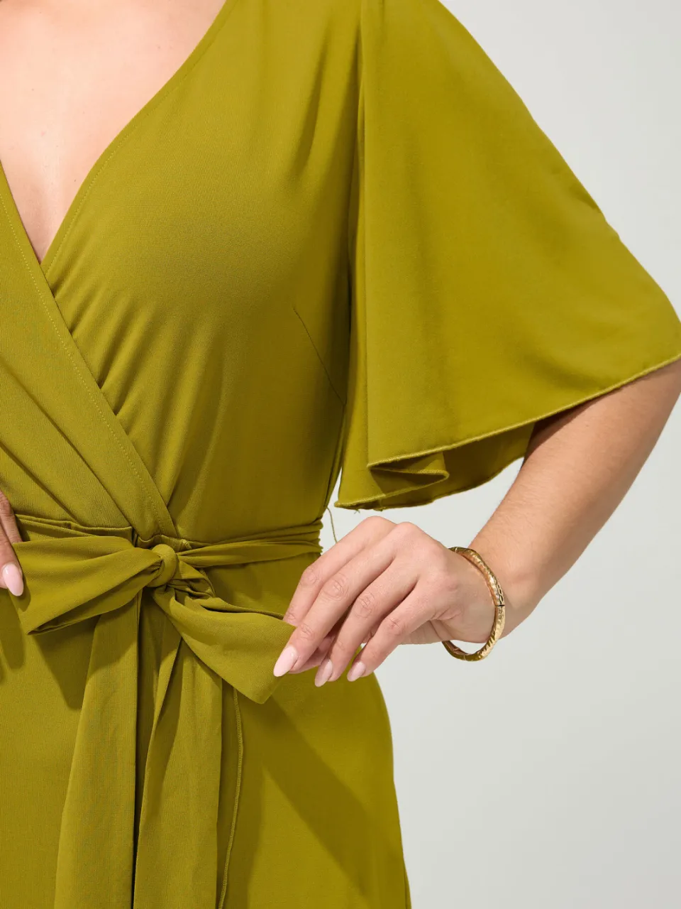 Yours London Chartreuse Groene Maxijurk Met Korte Mouwen En Ruches, foto 4
