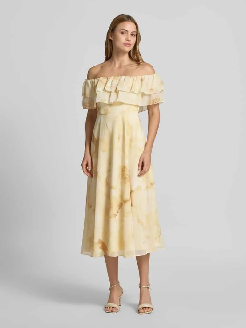 Jake*s Cocktail Cocktailjurk in off-shoulder-look Lichtgeel