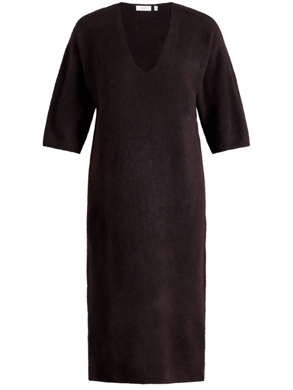Yest Curve Plus Size gebreide midi jurk met wol - donkerbruin, foto 2