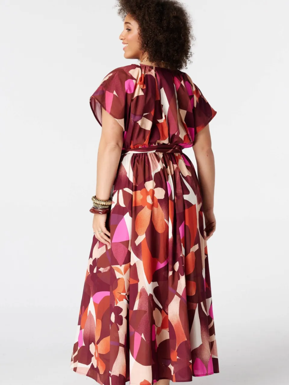 MS Mode jurk met ceintuur, Plus Size en print - meerkleurig multi orange, foto 3