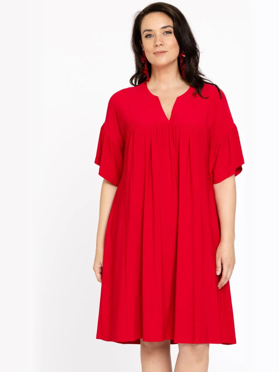 Yoek Jurk geplooid | Rood, foto 2