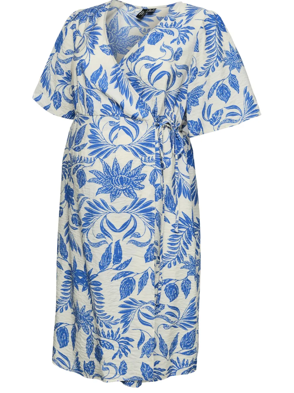 Vero Moda MATERNITY zwangerschaps wikkeljurk blauw/wit, foto 2
