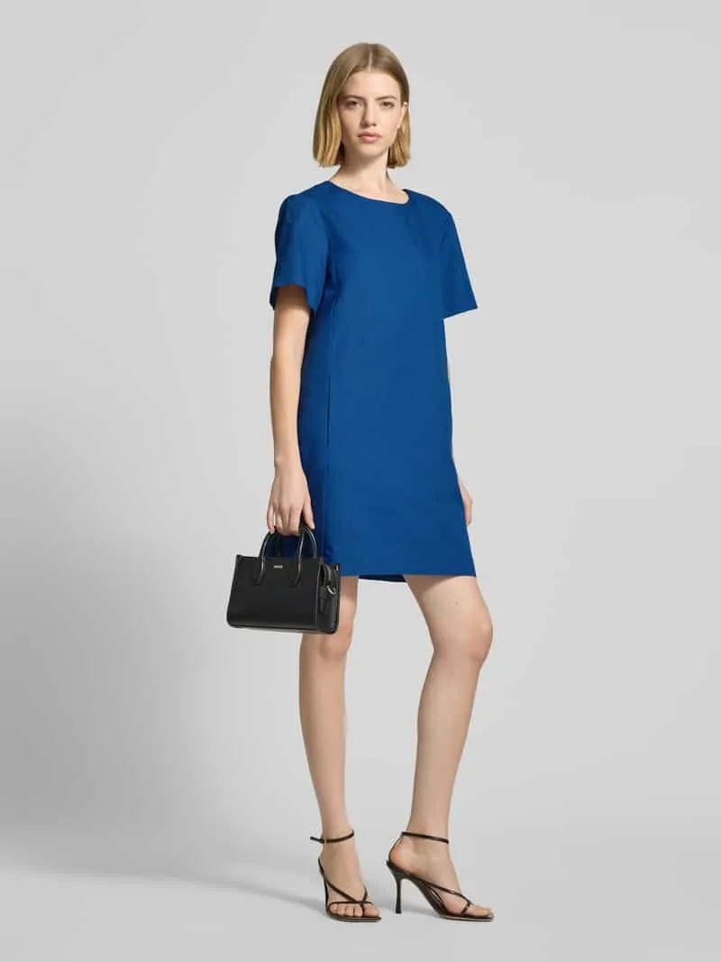 Max Mara Mini linnen jurk van mix van katoen en linnen model 'ALOA' koningsblauw, foto 3