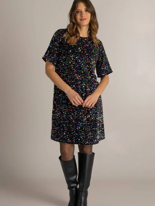 Ivy Beau korte jurk met pailletten - meerkleurig Multi