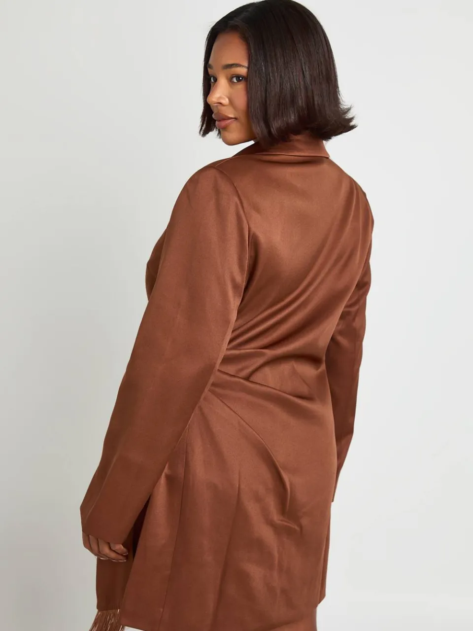 boohoo Dames Plus Kwast Blazer Jurk chocoladebruin, foto 2