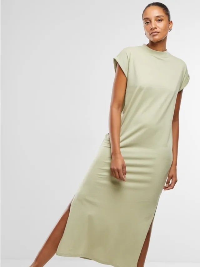Urban Classics Long Extended Shoulder Lange jurk - 3XL - Groen