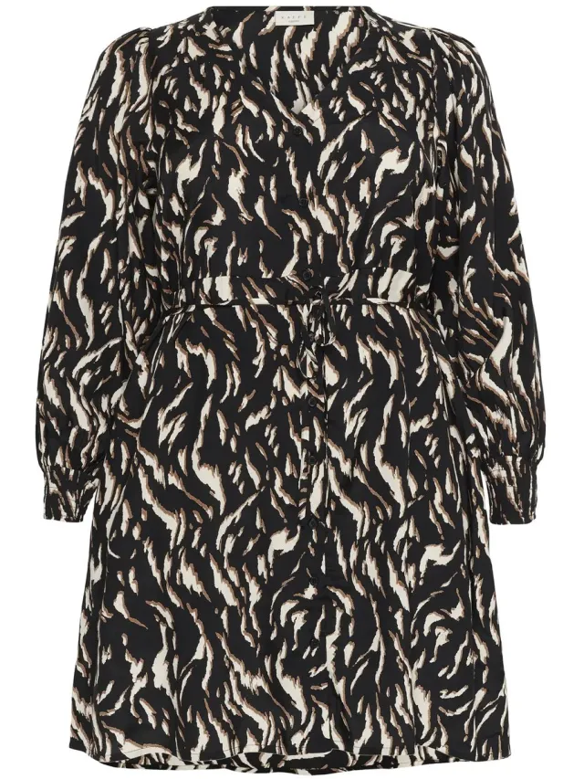Kaffe Curve Damesjurk KAFFE Curve KCMilina black/brown graphic animal