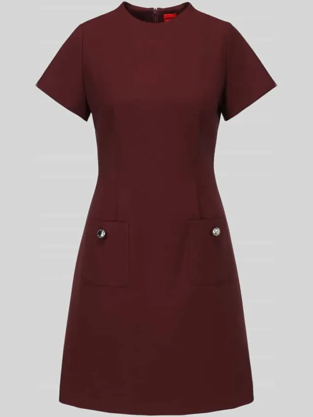 Hugo Getailleerde kokerjurk met viscose, model 'Kihanna' bordeaux, foto 2