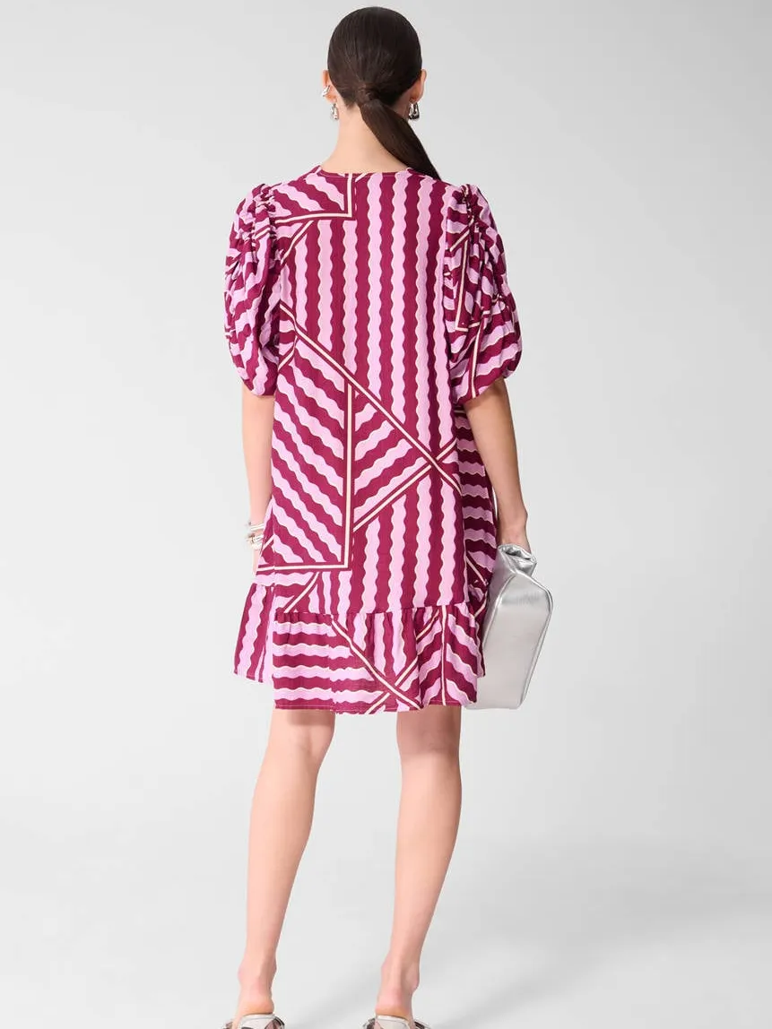 Shoeby viscose korte zomerjurk met print - roze, foto 5