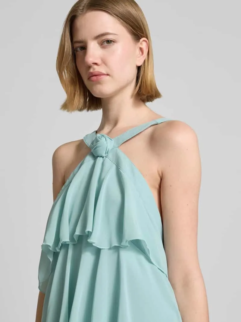 Vero Moda Volant avondjurk met V-hals model 'FELICIA' lichtblauw, foto 4