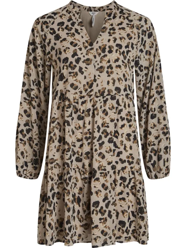 OBJECT COLLECTORS ITEM OBJMILA GIA L/S DRESS NOOS Dames Jurk Humus