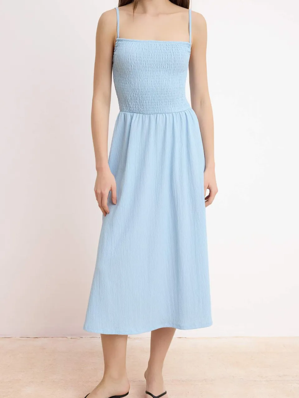 Trendyol TRENDYOLMİLLA Dames Blauw Effen Maxi Mouwloos A-lijn Jurken, foto 2