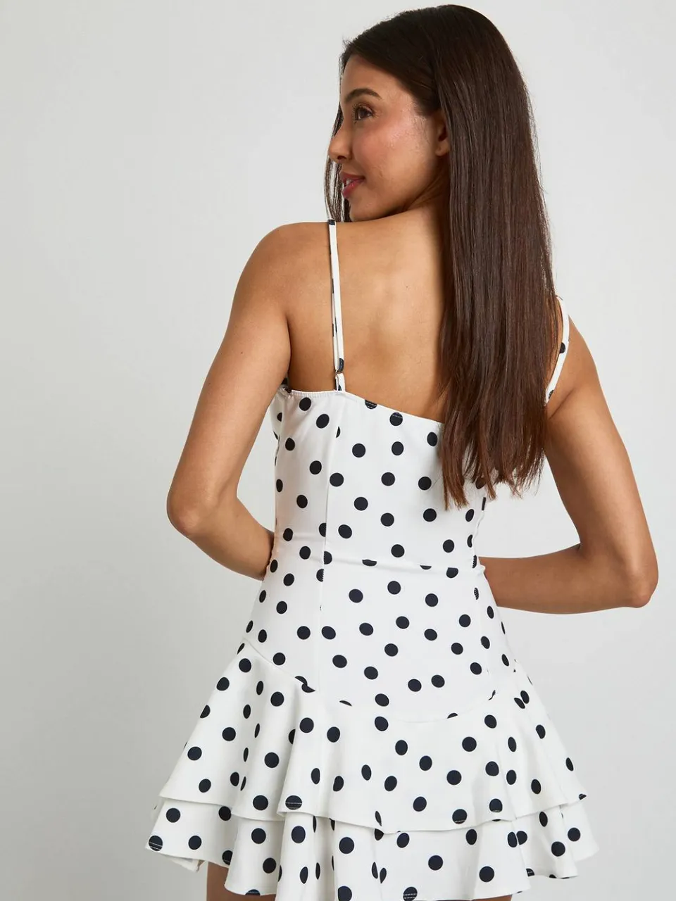 boohoo Dames Polkadot Mini-jurk Met Volle Rok ivoor, foto 2