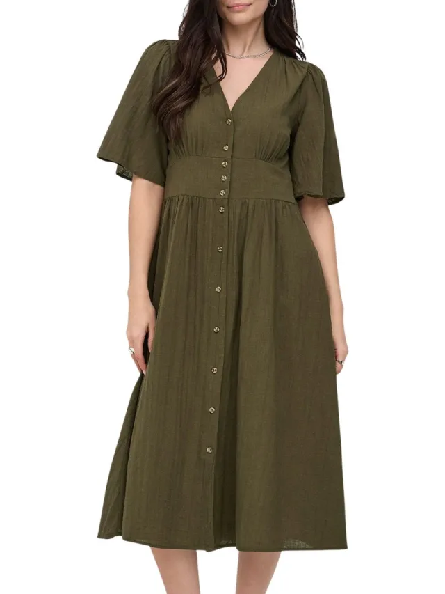 Only ONLTIZANA 2/4 MIDI DRESS WVN NOOS Dames Jurk Grape Leaf