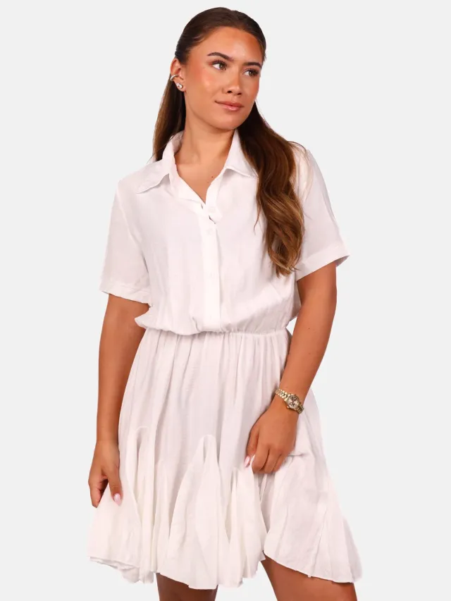 Getdrezzed Blouse - Maat: S - Blousejurk met ruches wit