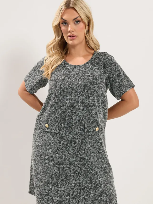 Yours Zwarte Bouclé Minijurk Black