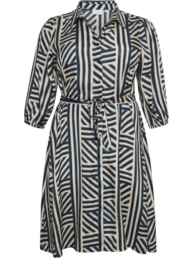 Kaffe Curve Jurk met opdruk voor vrouwen KAFFE Curve Fia Shantoon Beige