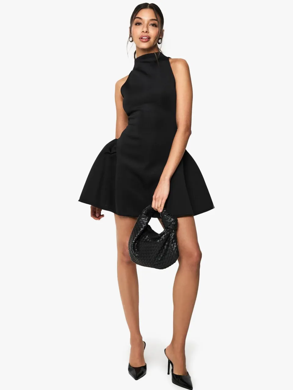 boohoo Dames Racerhals Volume Mini Jurk zwart, foto 3