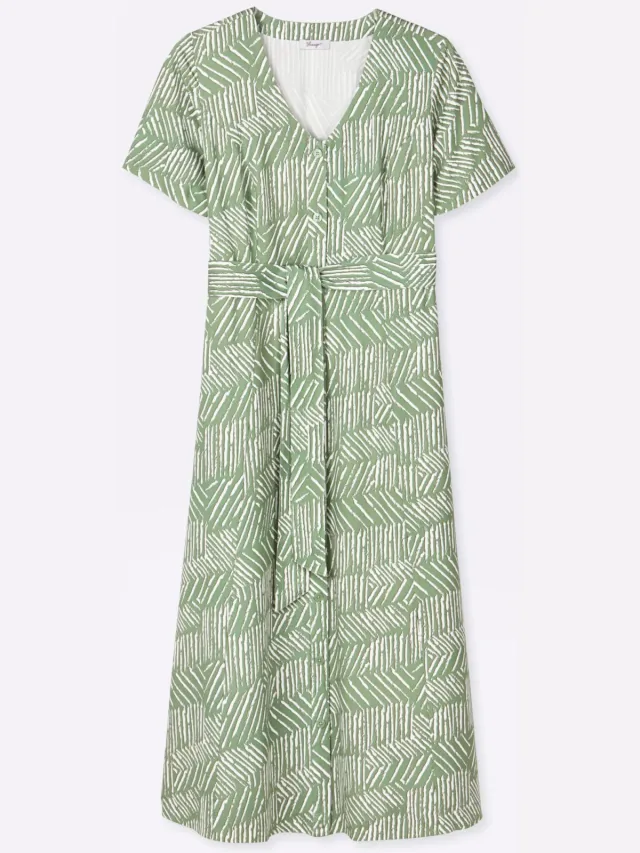Maxi-jurk eucalyptus/ecru bedrukt, foto 2