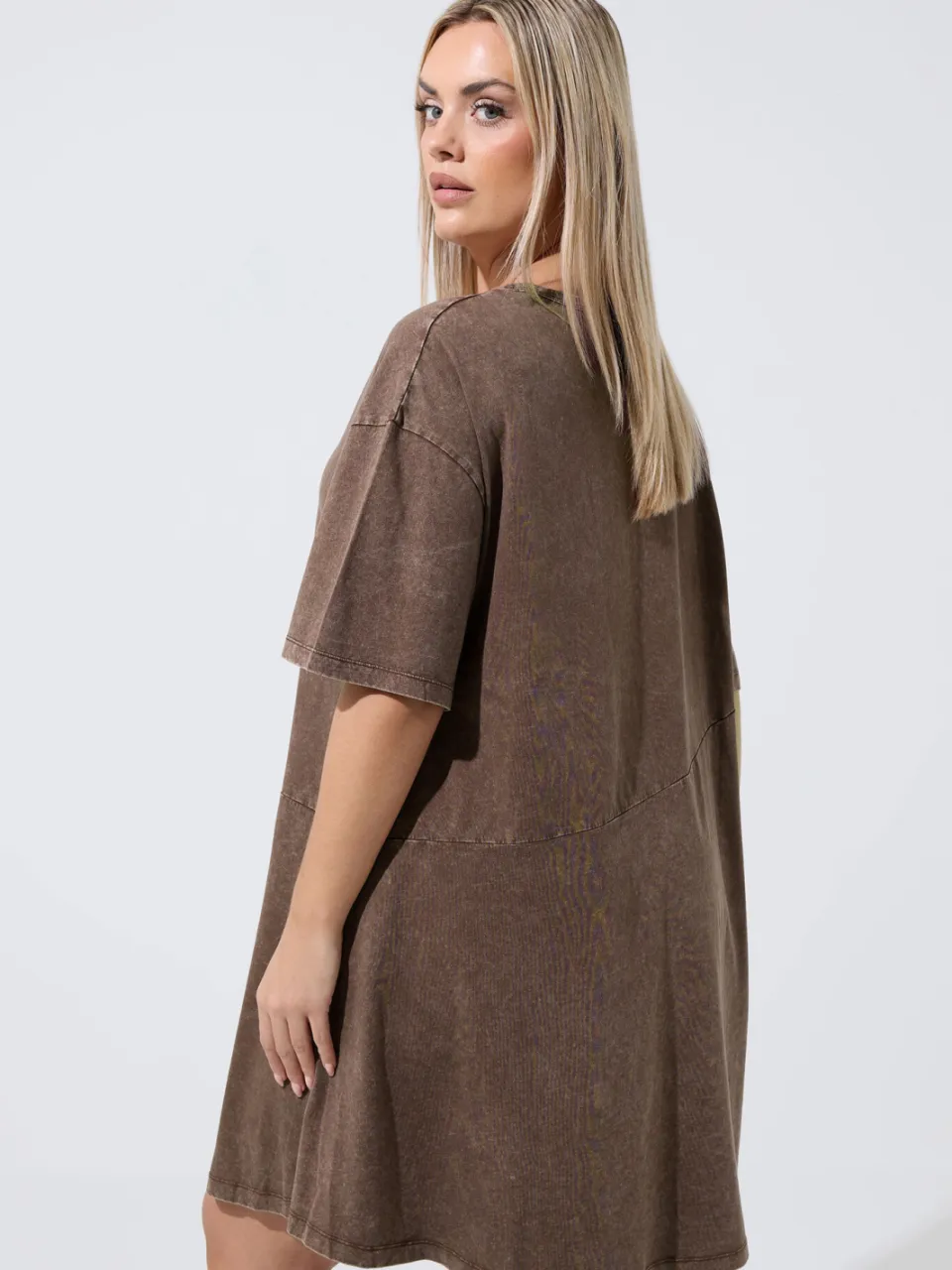 Limited Collection Chocoladebruine Acid Wash Jurk, foto 3