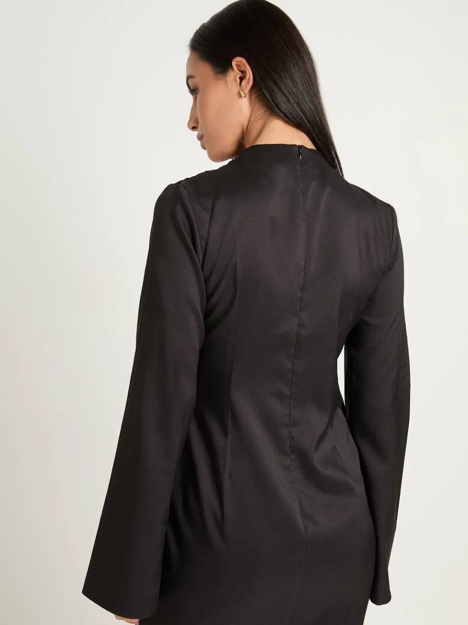 boohoo Dames Getailleerde Mini-jurk Met Corsetpanelen En Hoge Hals zwart, foto 3