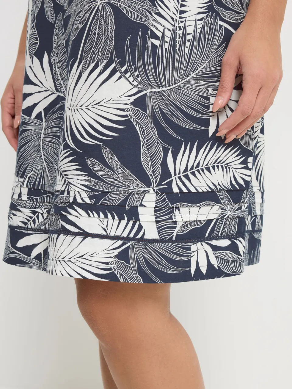 Yours Marineblauwe Jurk Met Palmbladprint-64, foto 3