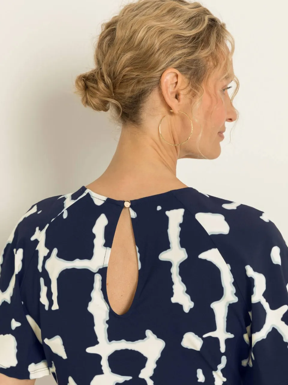 CLAUDIA BY CLAUDIA STRÄTER midi jurk met print van travelstof - donkerblauw, foto 5