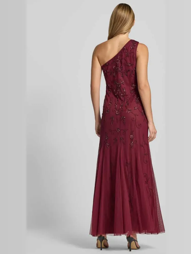 Adrianna Papell Regular fit avondjurk met siersteentjes donkerrood, foto 2