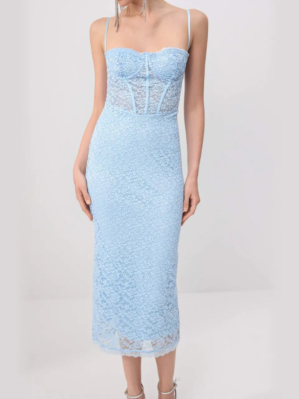 Trendyol TRENDYOLMİLLA Dames Donkerblauw Effen Midi Mouwloos Stijlvol/Avond Bodycon Jurken blauw, foto 2