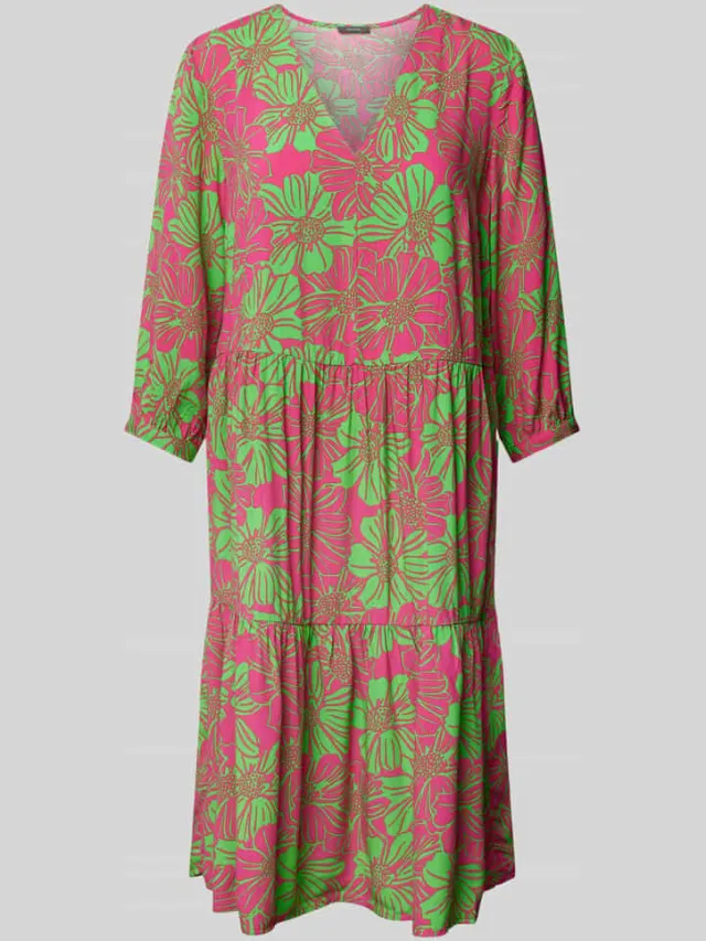 montego Knielange jurk van viscose met bloemenmotief metallic roze, foto 2