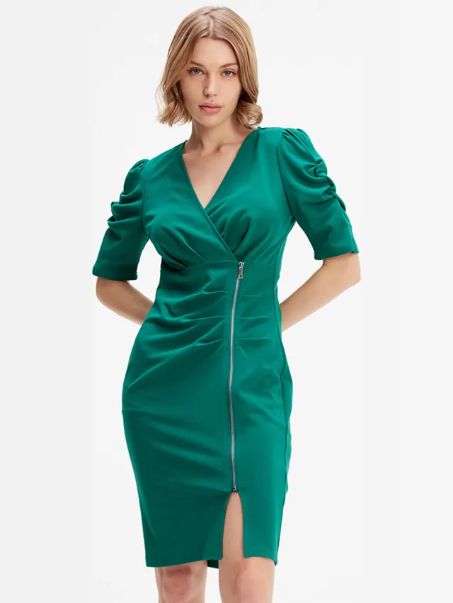 Smart & Joy Jersey -jurk met zipzijde Smaragd
