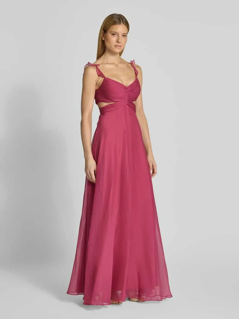 Jake*s Cocktail Avondjurk met cut-outs en ruches fuchsia, foto 3