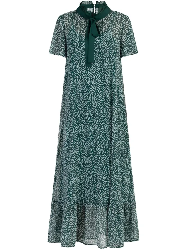 Faina Midi-jurk van chiffon Groen Wit