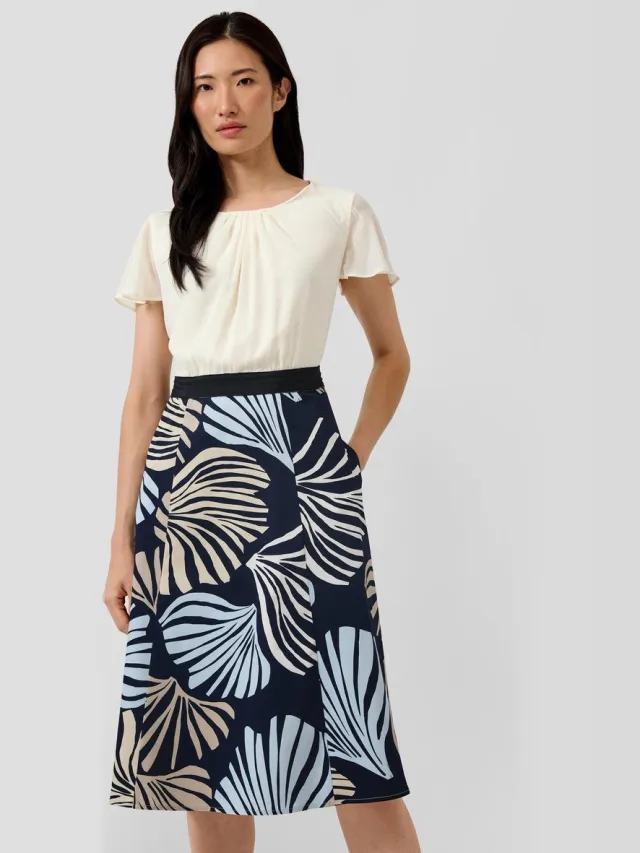 S.Oliver female - Elegante shift jurk met popeline rok navy