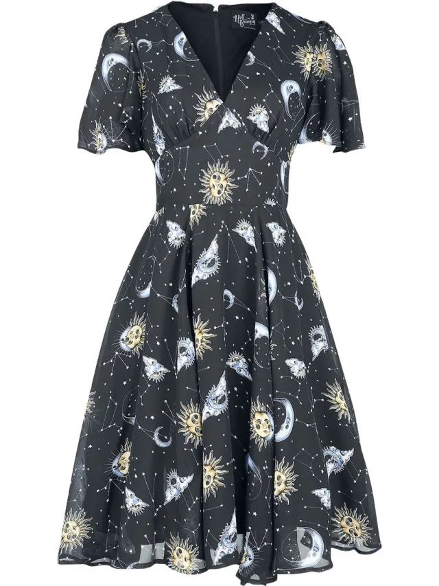 Hell Bunny Solaris Dames Midi-jurk - zwart