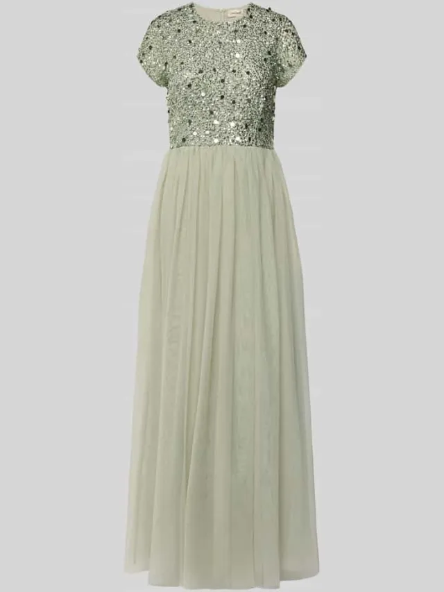 Lace & Beads Avondjurk met pailletten mintgroen, foto 2