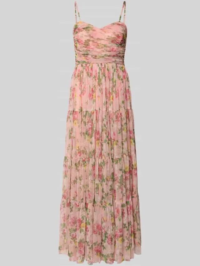 Lace & Beads midi-jurk met all-over bloemenmotief felroze, foto 2