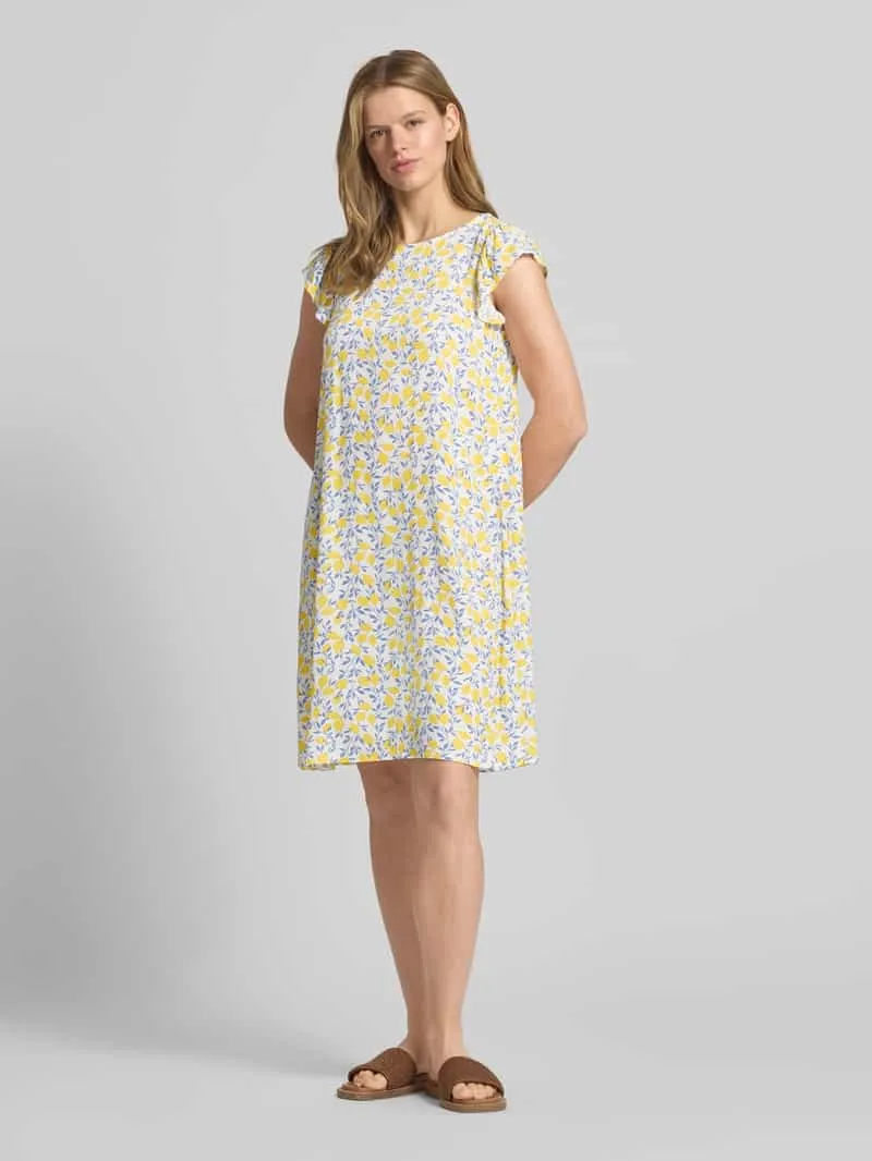 Pieces regular fit zomerjurk van zuivere viscose model 'BARRI' lichtgeel gemêleerd, foto 4