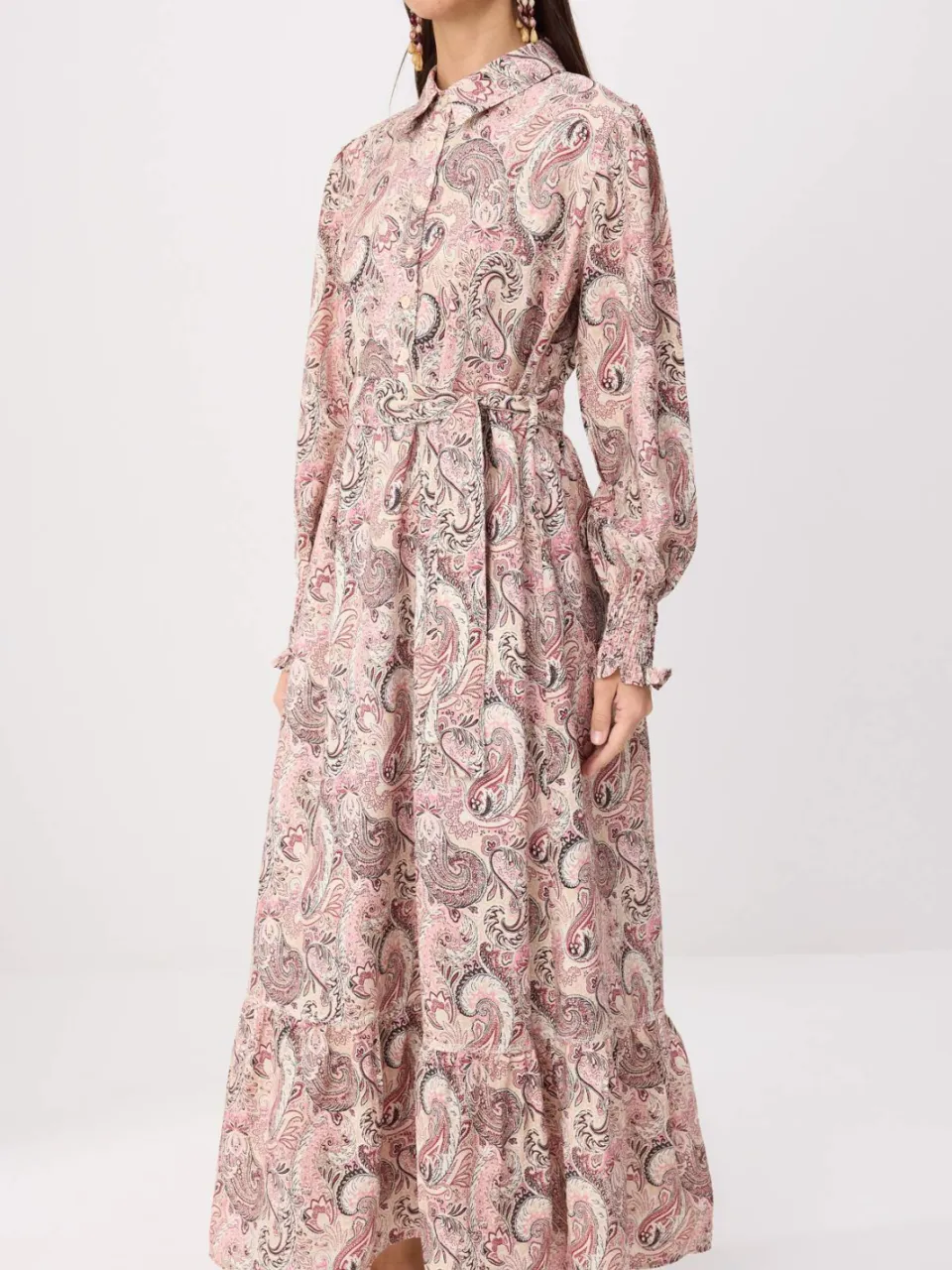 Trendyol Modest Dames Roze Paisley Maxi Lang A-lijn Modest Jurken, foto 2