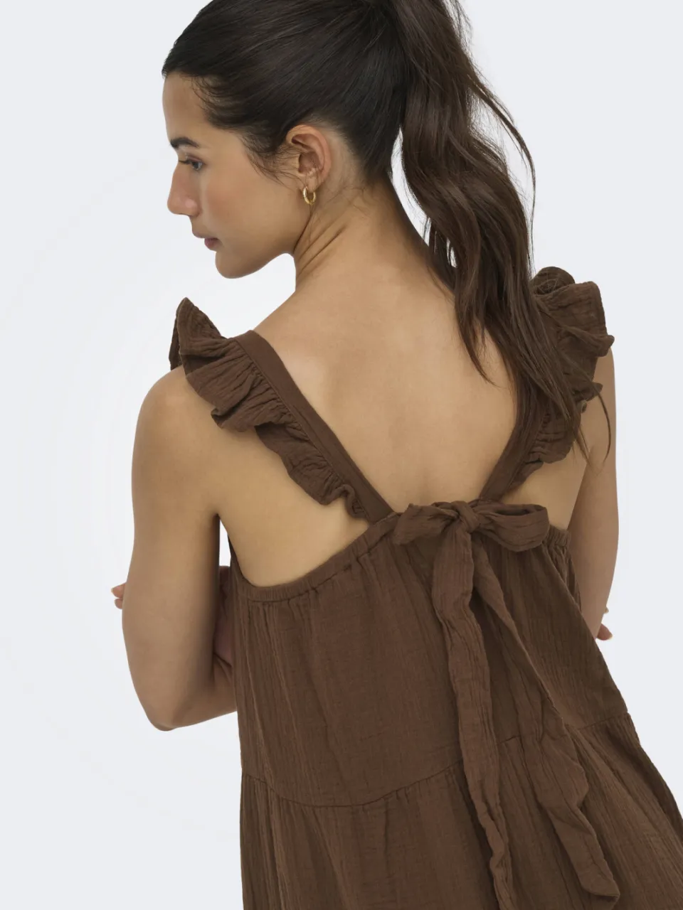 Only midi jurk bruin, foto 3