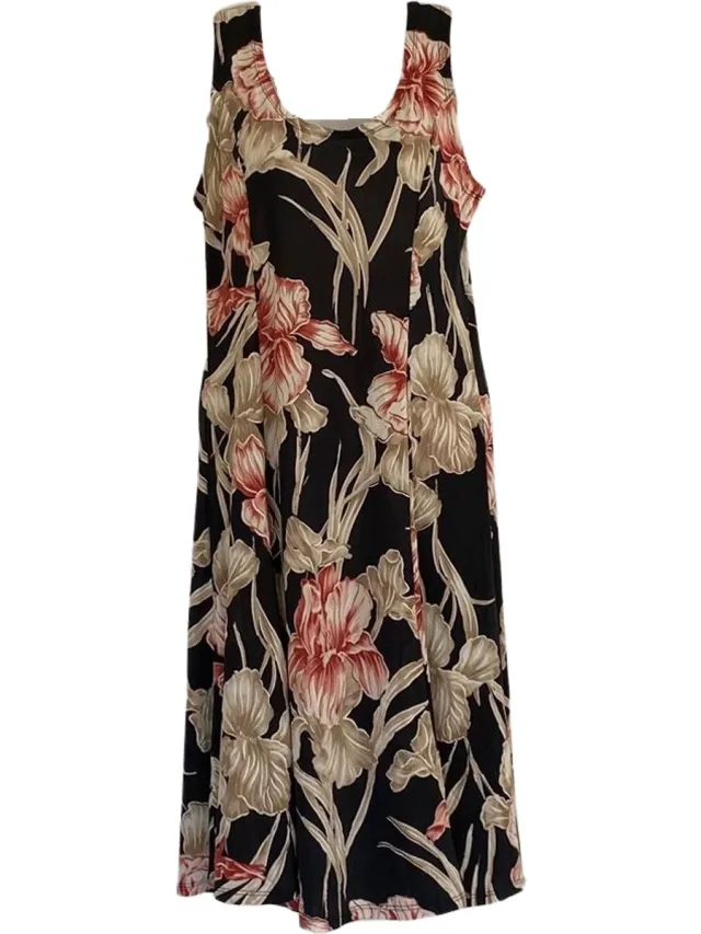 AWR Hoogwaardige Viscose Dames Jurk / Zomerjurk / Dress | Rozen print | Zwart