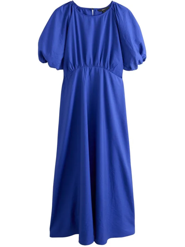 Next Dames - Halflange jurk met pofmouwen - Blauw Cobalt Blue