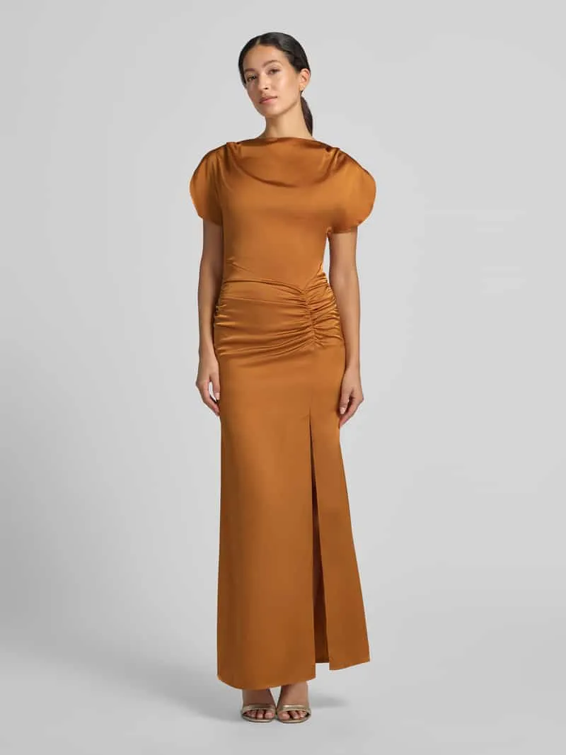 Lipsy Maxi-jurk van satijn met plooien Terracotta